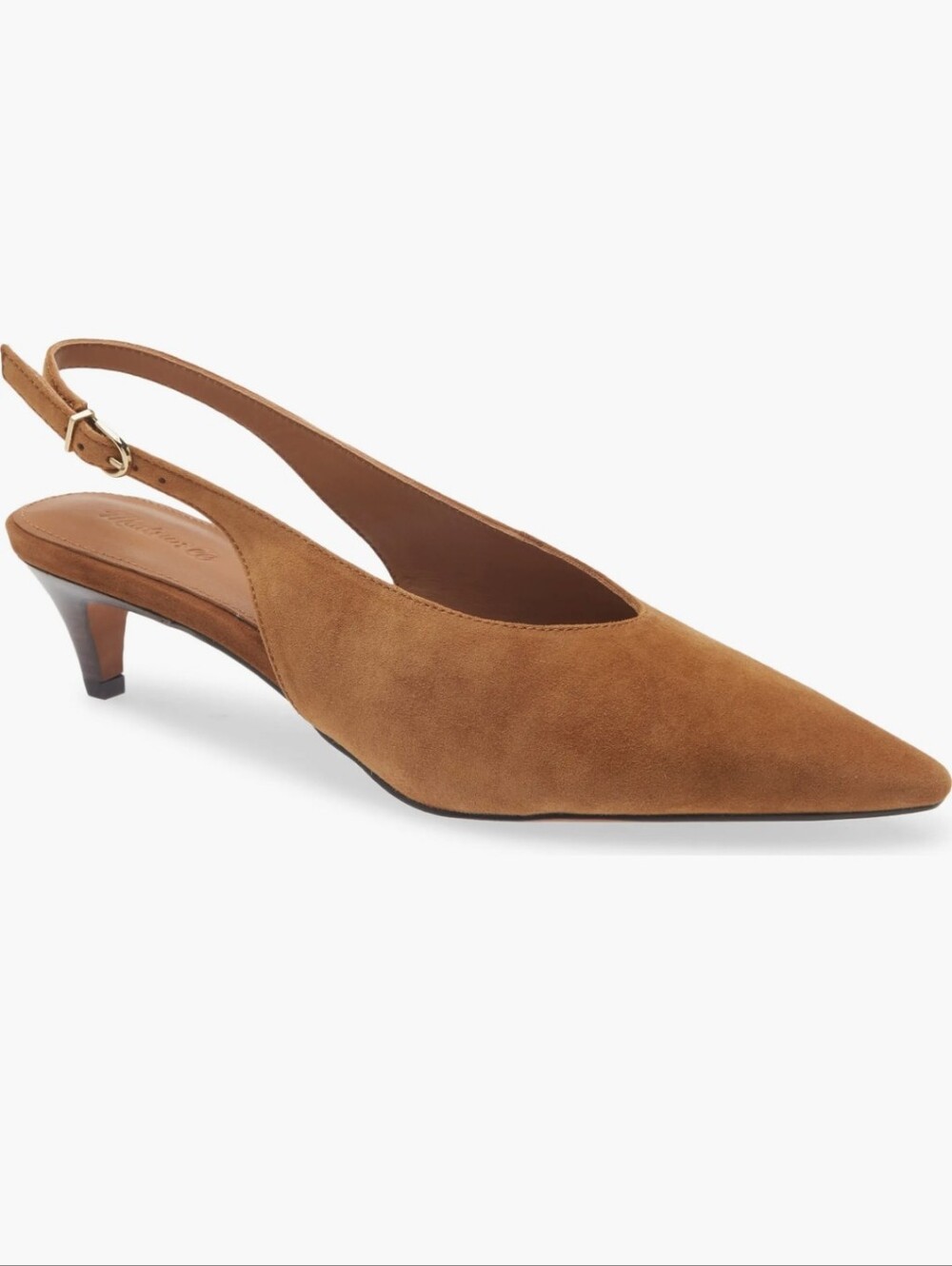 NWOT Madewell Emilie Pointed Toe Slingback Pump Tan Suede $178 Sz 8.5 - Picture 2 of 11